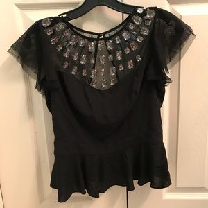 Bebe Peplum Top With Rhinestone